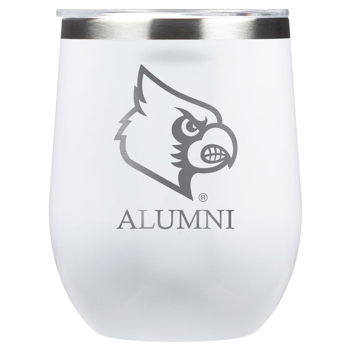Corkcicle Stemless Wine Glass with Louisville Cardinals Alumnit Primary Logo