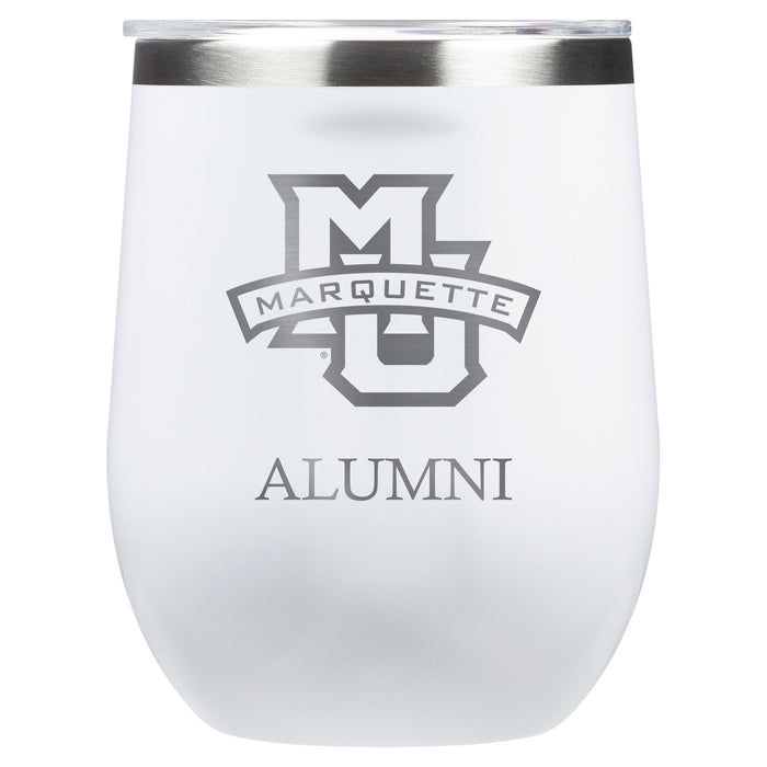 Corkcicle Stemless Wine Glass with Marquette Golden Eagles Alumnit Primary Logo