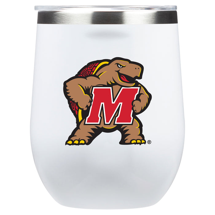 Corkcicle Stemless Wine Glass with Maryland Terrapins Secondary Logo