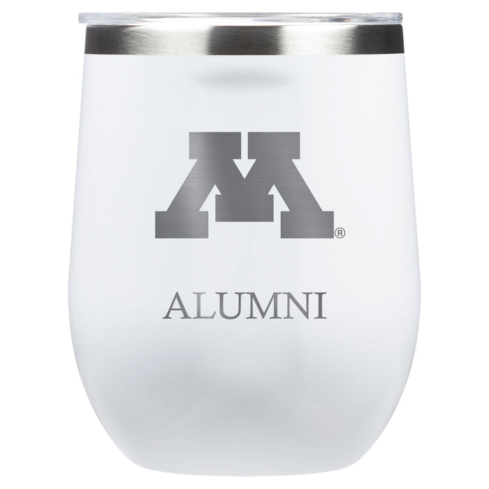 Corkcicle Stemless Wine Glass with Minnesota Golden Gophers Alumnit Primary Logo