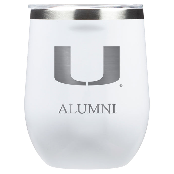 Corkcicle Stemless Wine Glass with Miami Hurricanes Alumnit Primary Logo