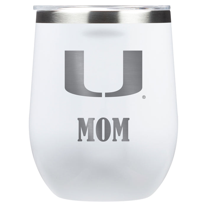 Corkcicle Stemless Wine Glass with Miami Hurricanes Mom Primary Logo