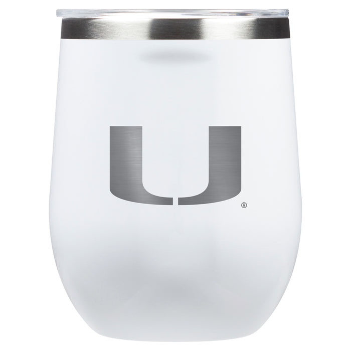 Corkcicle Stemless Wine Glass with Miami Hurricanes Primary Logo