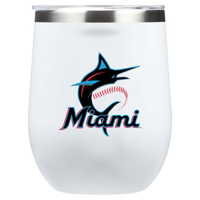 Corkcicle Stemless Wine Glass with Miami Marlins Primary Logo