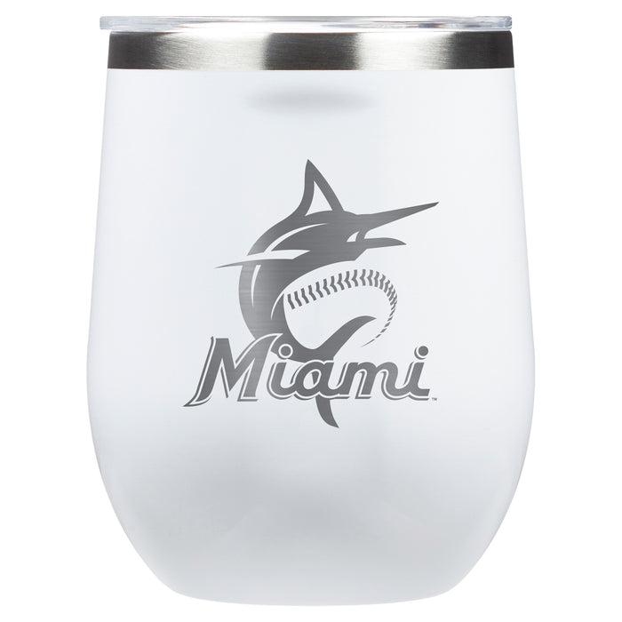 Corkcicle Stemless Wine Glass with Miami Marlins Primary Logo