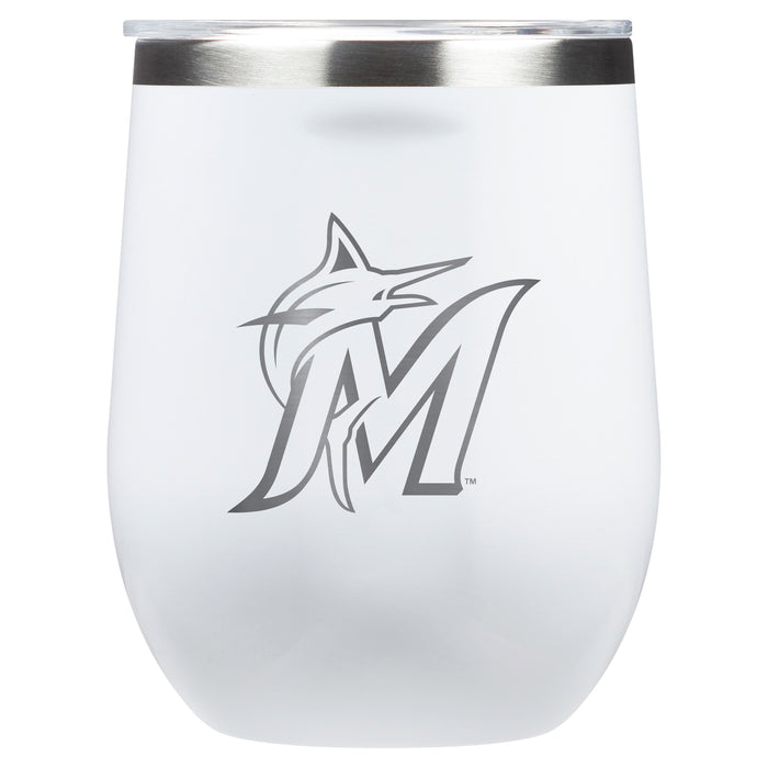 Corkcicle Stemless Wine Glass with Miami Marlins Secondary Etched Logo