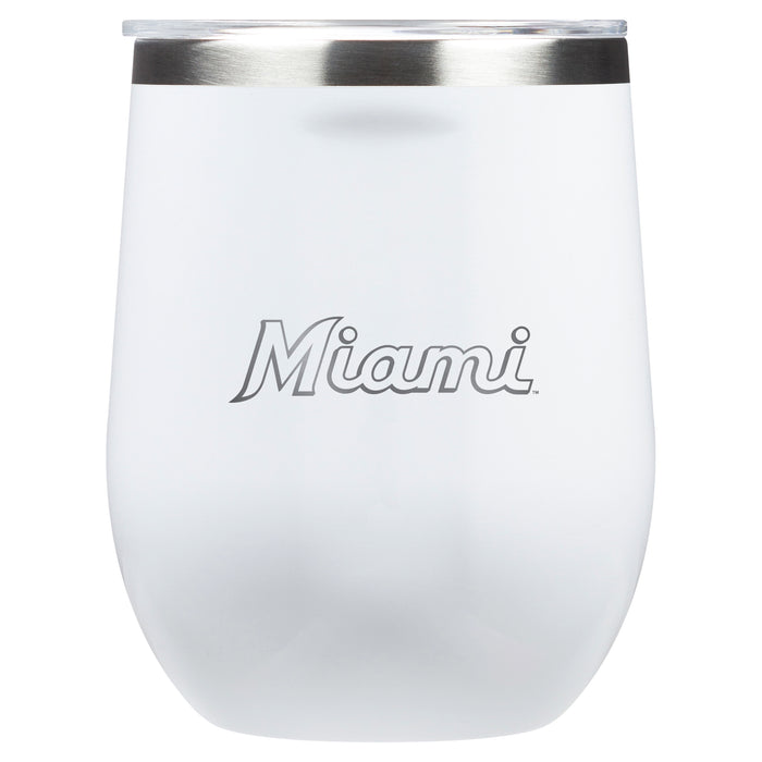 Corkcicle Stemless Wine Glass with Miami Marlins Wordmark Etched Logo