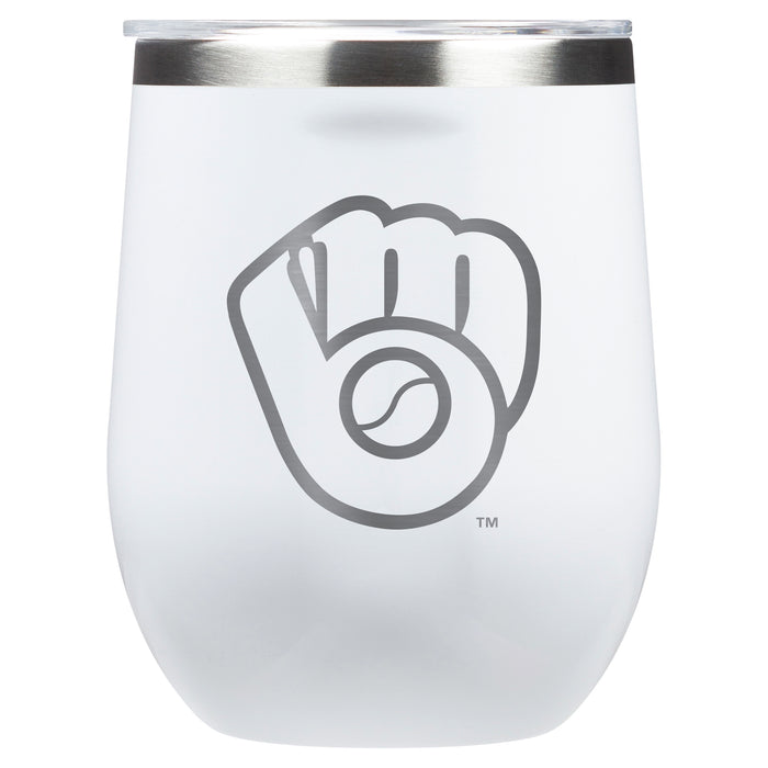 Corkcicle Stemless Wine Glass with Milwaukee Brewers Secondary Etched Logo