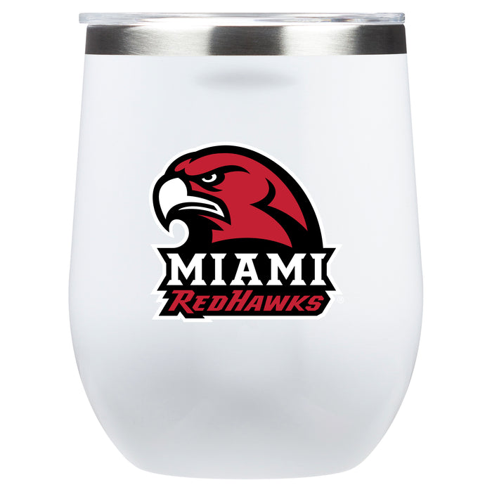 Corkcicle Stemless Wine Glass with Miami University RedHawks Secondary Logo