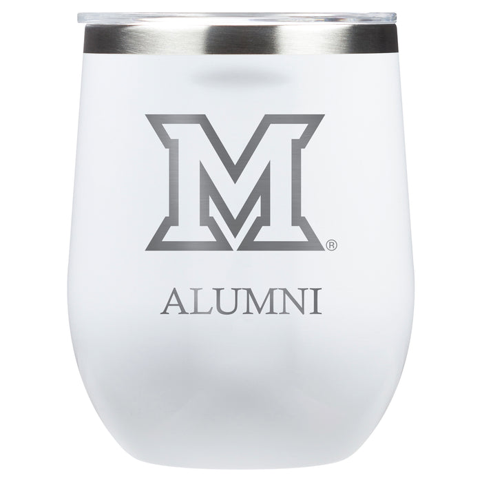 Corkcicle Stemless Wine Glass with Miami University RedHawks Alumnit Primary Logo