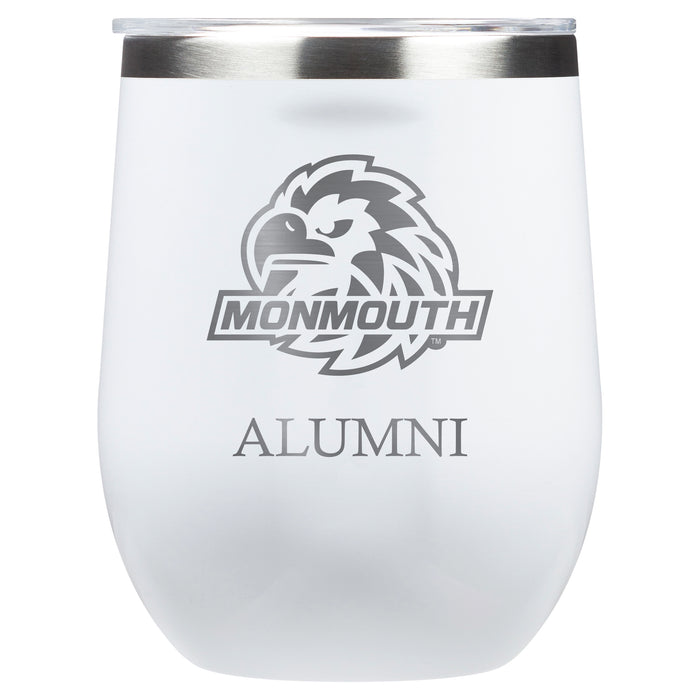 Corkcicle Stemless Wine Glass with Monmouth Hawks Alumnit Primary Logo