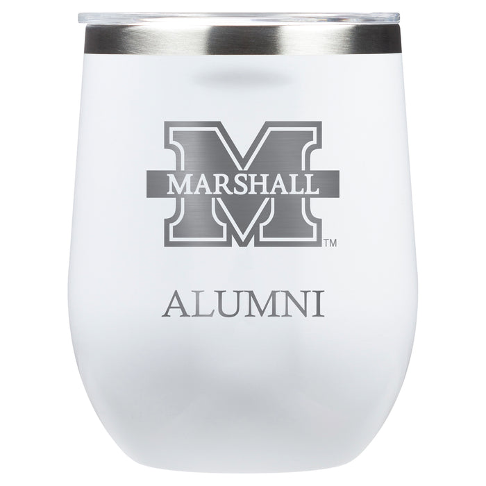 Corkcicle Stemless Wine Glass with Marshall Thundering Herd Alumnit Primary Logo
