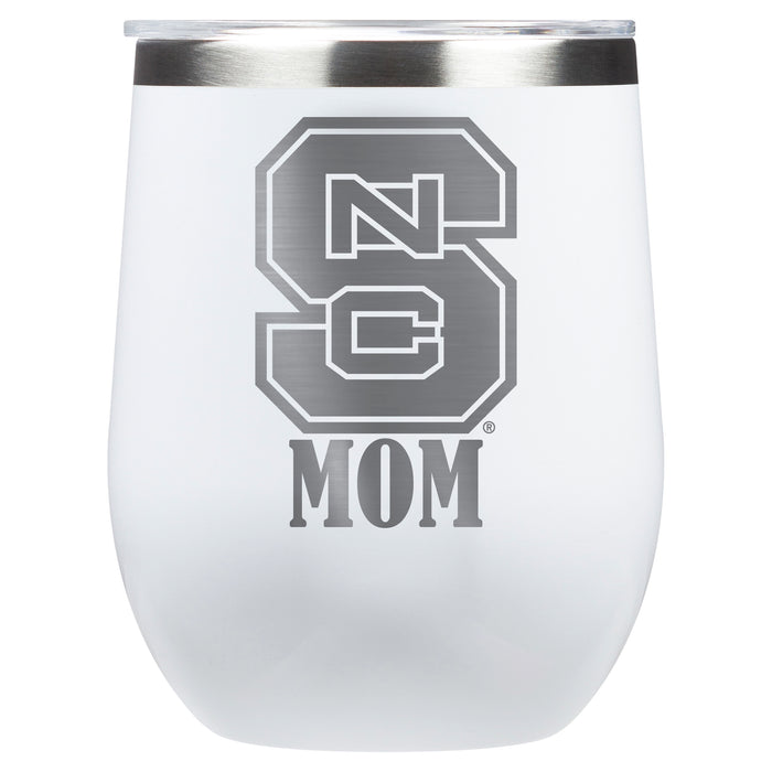 Corkcicle Stemless Wine Glass with NC State Wolfpack Mom Primary Logo