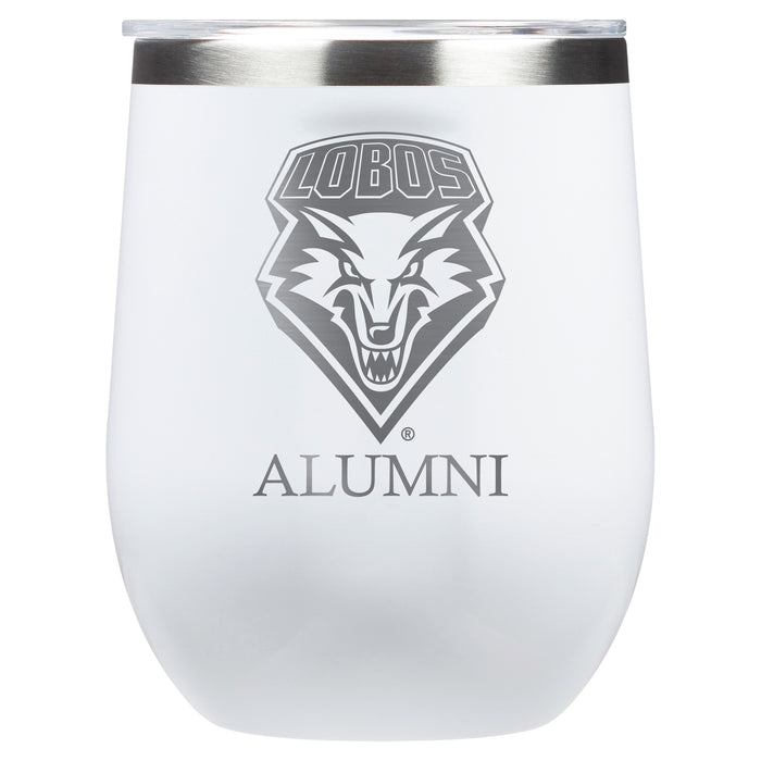 Corkcicle Stemless Wine Glass with New Mexico Lobos Alumnit Primary Logo