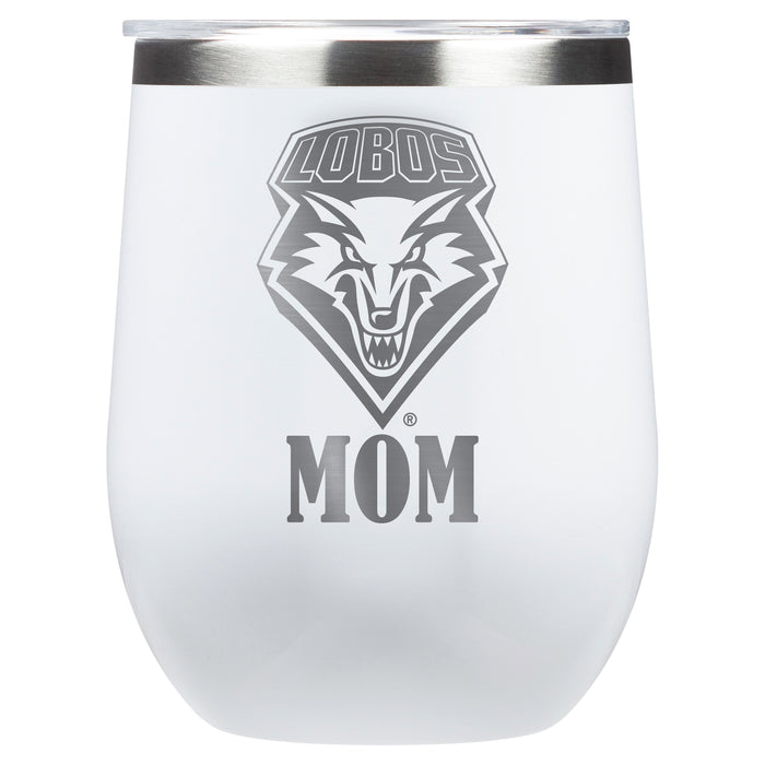 Corkcicle Stemless Wine Glass with New Mexico Lobos Mom Primary Logo