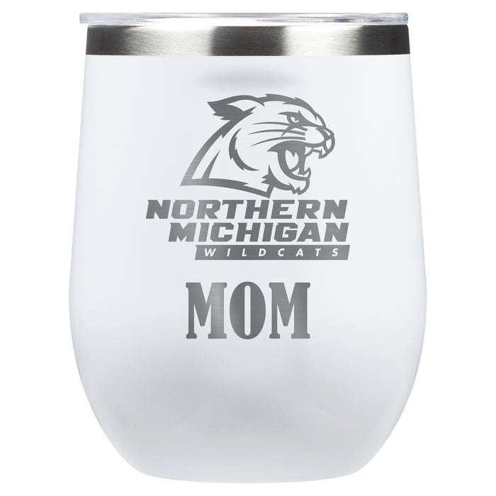 Corkcicle Stemless Wine Glass with Northern Michigan University Wildcats Mom Primary Logo