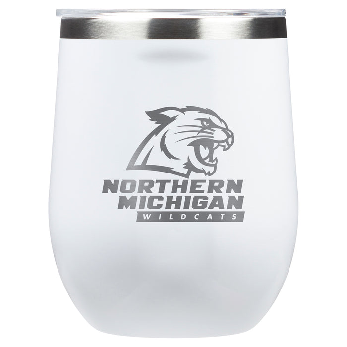 Corkcicle Stemless Wine Glass with Northern Michigan University Wildcats Primary Logo