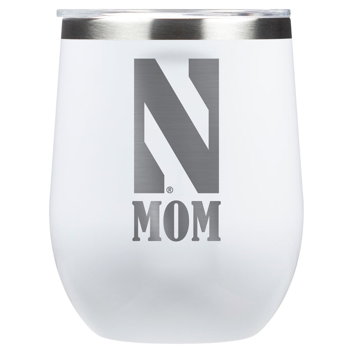 Corkcicle Stemless Wine Glass with Northwestern Wildcats Mom Primary Logo