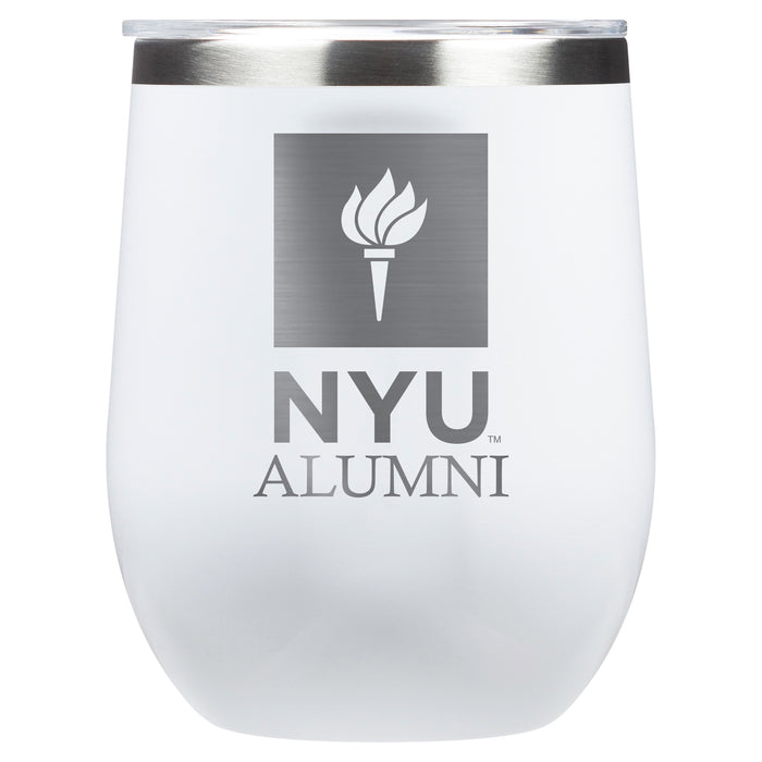 Corkcicle Stemless Wine Glass with NYU Alumnit Primary Logo