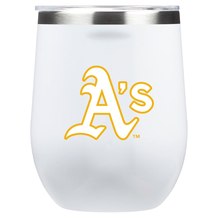 Corkcicle Stemless Wine Glass with Oakland Athletics Primary Logo