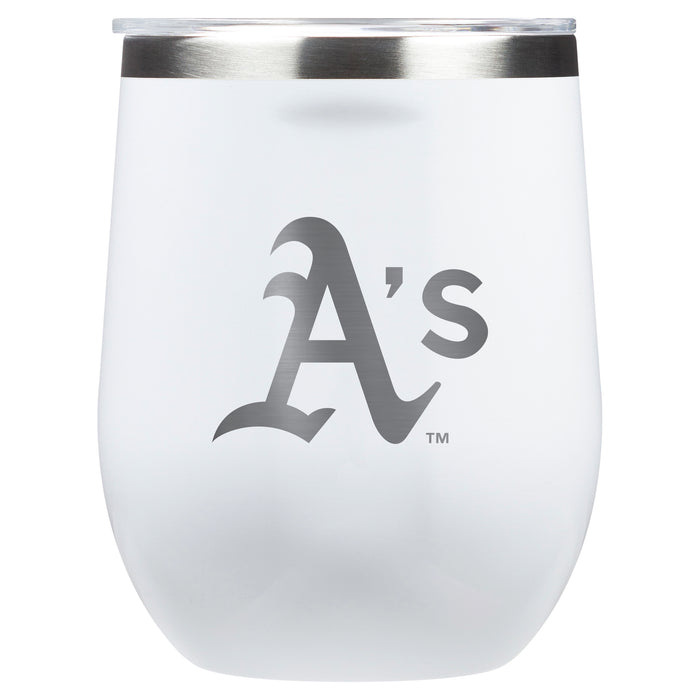 Corkcicle Stemless Wine Glass with Oakland Athletics Primary Logo
