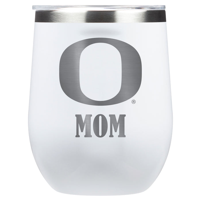 Corkcicle Stemless Wine Glass with Oregon Ducks Mom Primary Logo