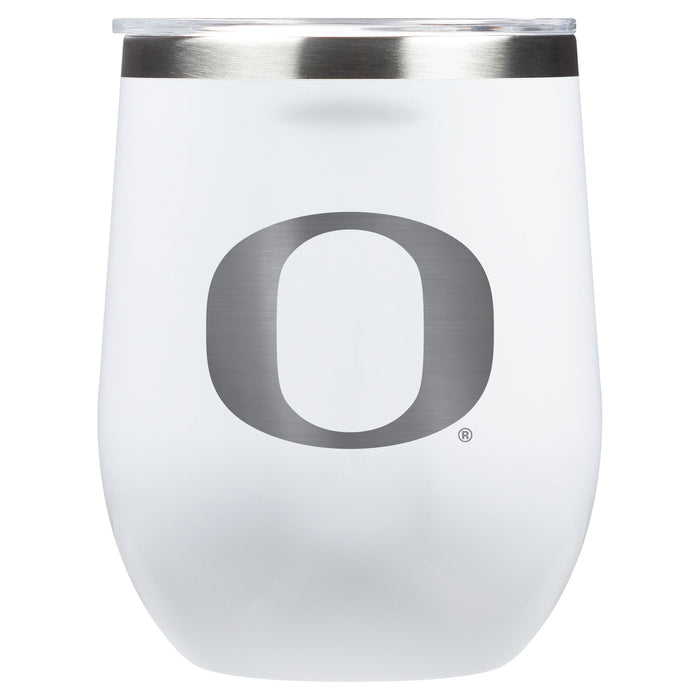 Corkcicle Stemless Wine Glass with Oregon Ducks Primary Logo