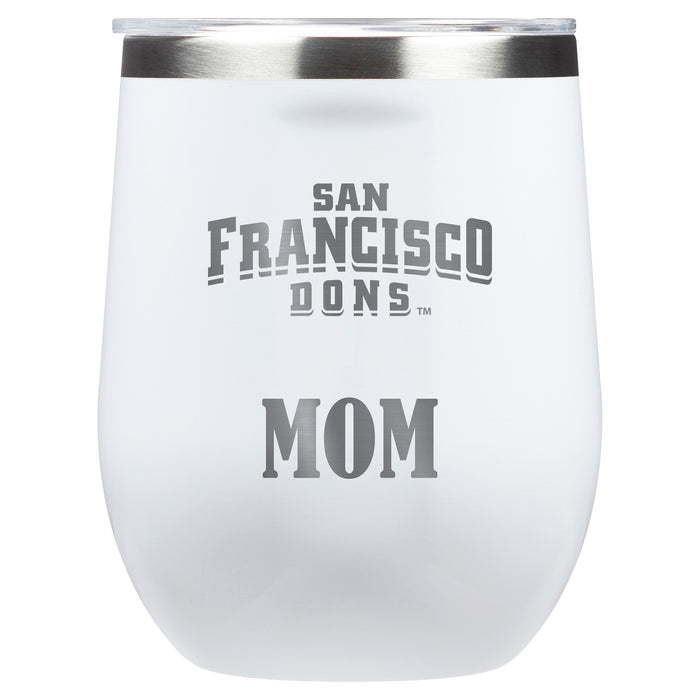 Corkcicle Stemless Wine Glass with San Francisco Dons Mom Primary Logo