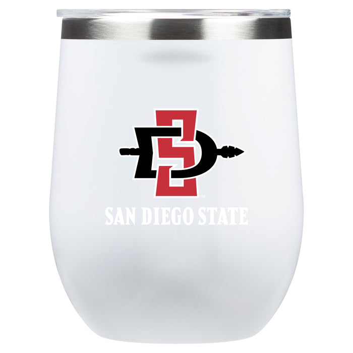 Corkcicle Stemless Wine Glass with San Diego State Aztecs Secondary Logo