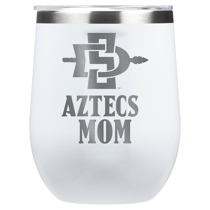 Corkcicle Stemless Wine Glass with San Diego State Aztecs Mom Primary Logo