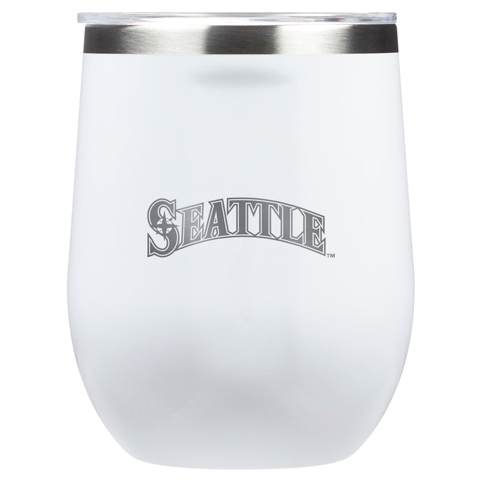 Corkcicle Stemless Wine Glass with Seattle Mariners Wordmark Etched Logo