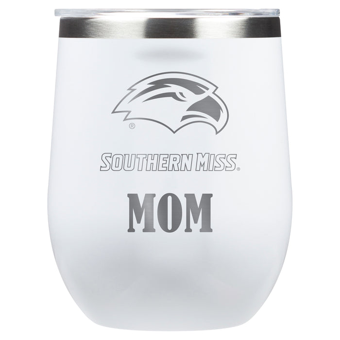 Corkcicle Stemless Wine Glass with Southern Mississippi Golden Eagles Mom Primary Logo