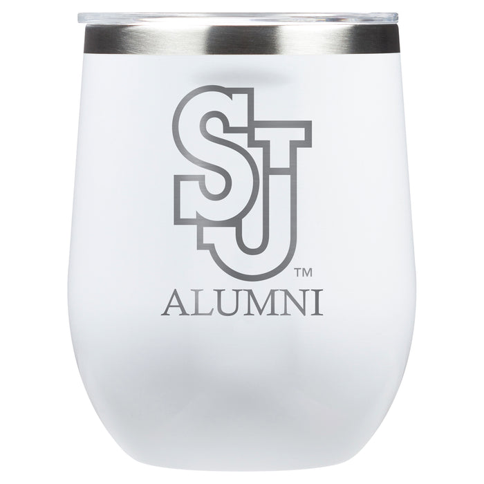 Corkcicle Stemless Wine Glass with St. John's Red Storm Alumnit Primary Logo