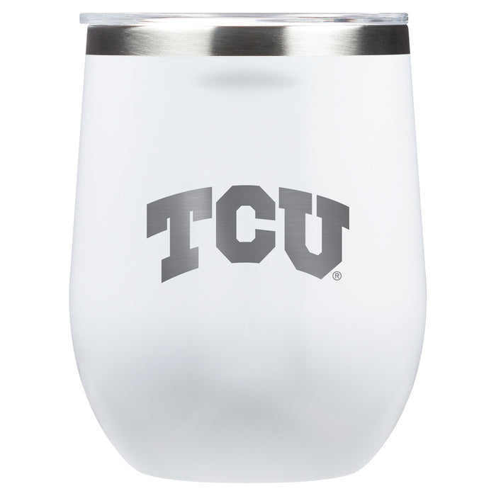 Corkcicle Stemless Wine Glass with Texas Christian University Horned Frogs Primary Logo