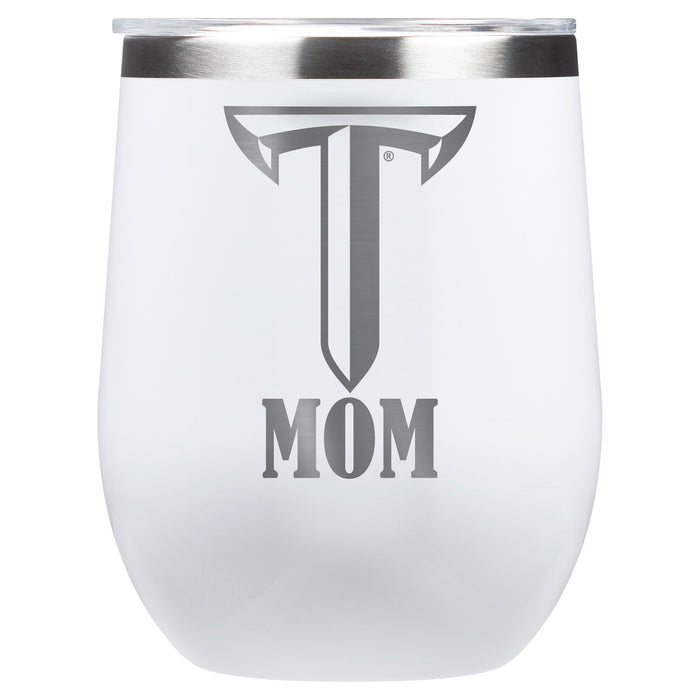 Corkcicle Stemless Wine Glass with Troy Trojans Mom Primary Logo
