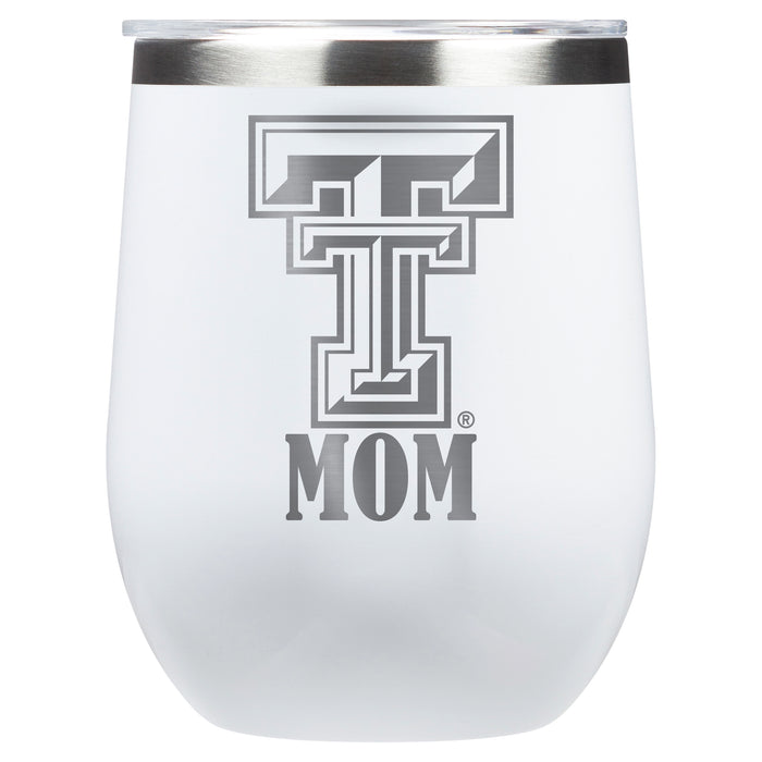 Corkcicle Stemless Wine Glass with Texas Tech Red Raiders Mom Primary Logo