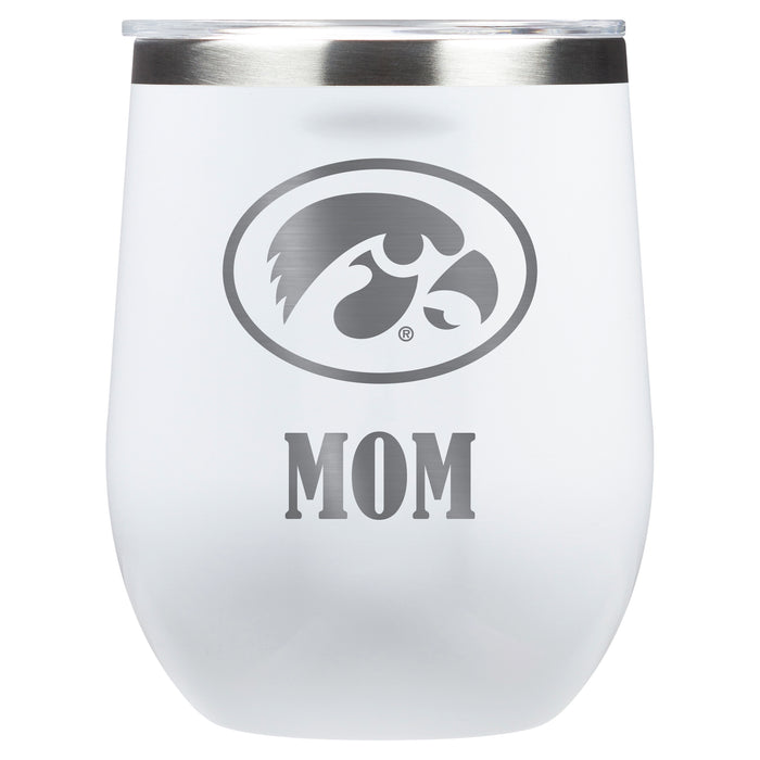 Corkcicle Stemless Wine Glass with Iowa Hawkeyes Mom Primary Logo