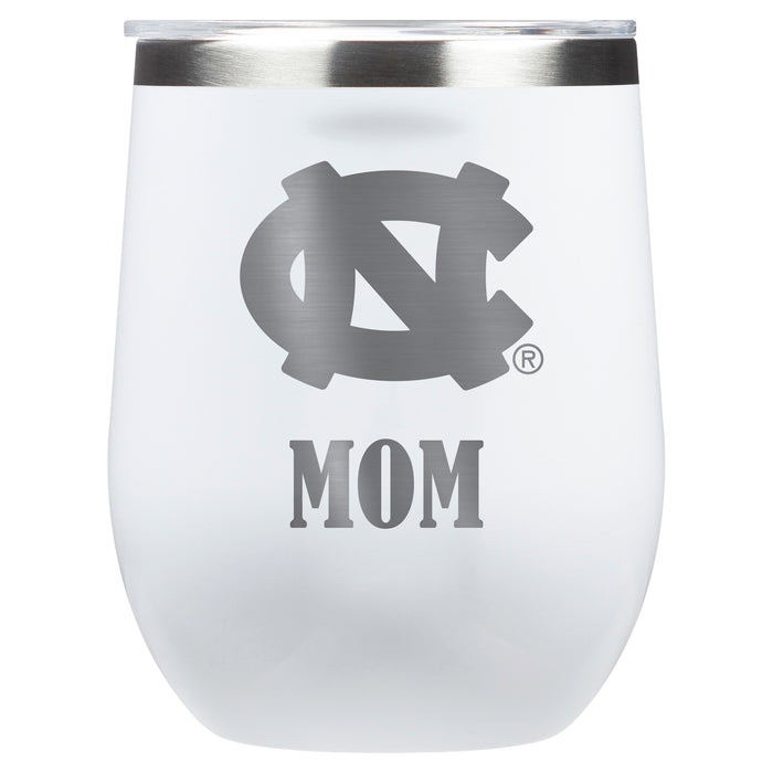 Corkcicle Stemless Wine Glass with UNC Tar Heels Mom Primary Logo