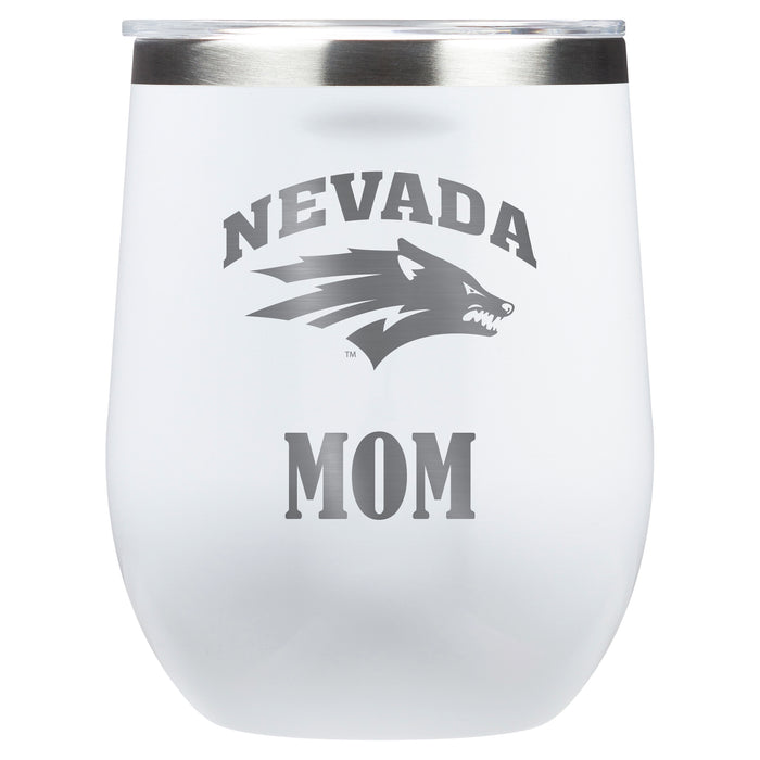 Corkcicle Stemless Wine Glass with Nevada Wolf Pack Mom Primary Logo