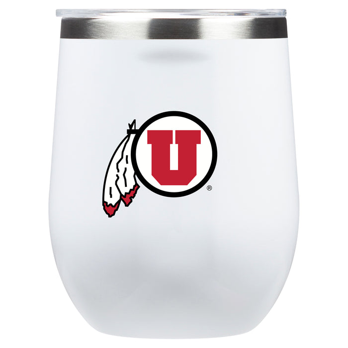 Corkcicle Stemless Wine Glass with Utah Utes Primary Logo