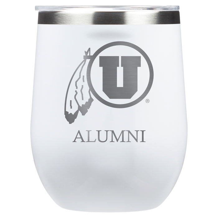 Corkcicle Stemless Wine Glass with Utah Utes Alumnit Primary Logo