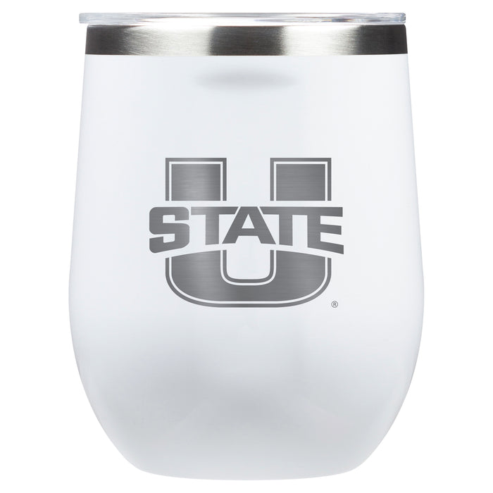 Corkcicle Stemless Wine Glass with Utah State Aggies Primary Logo