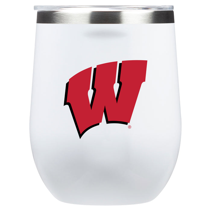 Corkcicle Stemless Wine Glass with Wisconsin Badgers Primary Logo