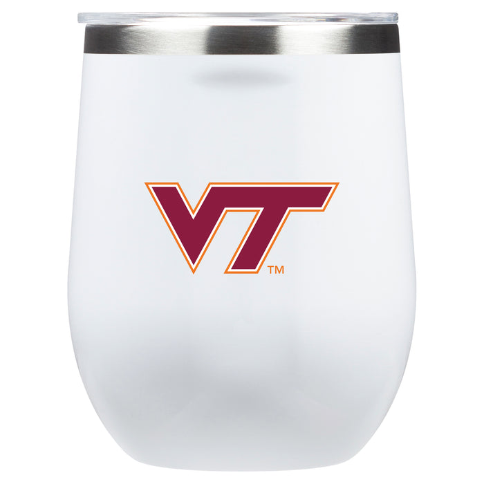 Corkcicle Stemless Wine Glass with Virginia Tech Hokies Primary Logo
