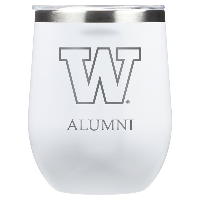 Corkcicle Stemless Wine Glass with Washington Huskies Alumnit Primary Logo