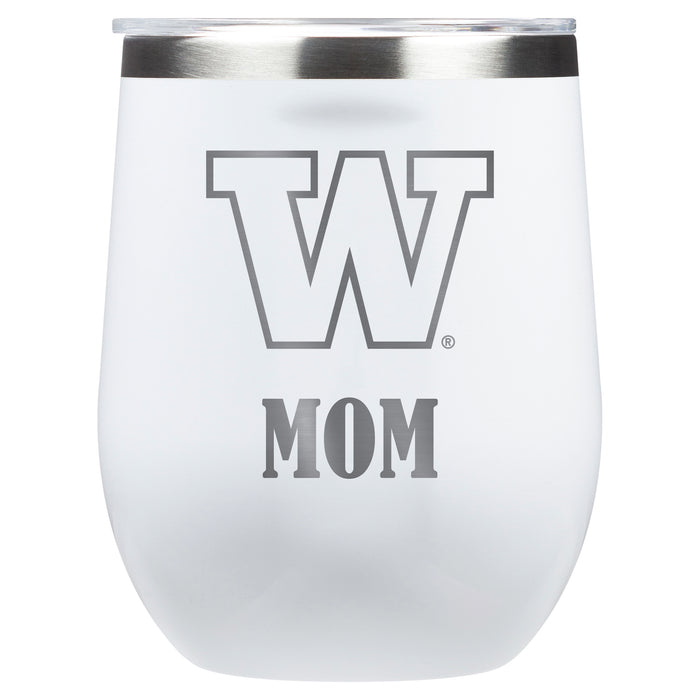 Corkcicle Stemless Wine Glass with Washington Huskies Mom Primary Logo