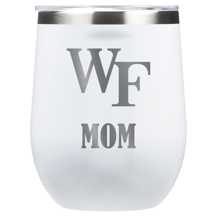 Corkcicle Stemless Wine Glass with Wake Forest Demon Deacons Mom Primary Logo