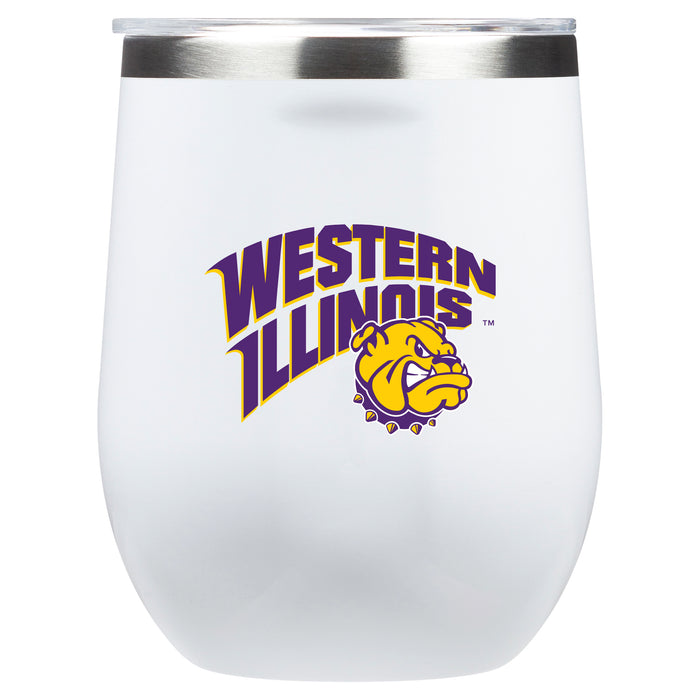 Corkcicle Stemless Wine Glass with Western Illinois University Leathernecks Primary Logo