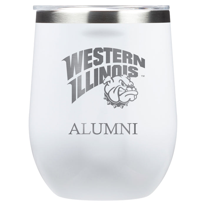 Corkcicle Stemless Wine Glass with Western Illinois University Leathernecks Alumnit Primary Logo