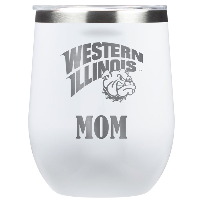 Corkcicle Stemless Wine Glass with Western Illinois University Leathernecks Mom Primary Logo